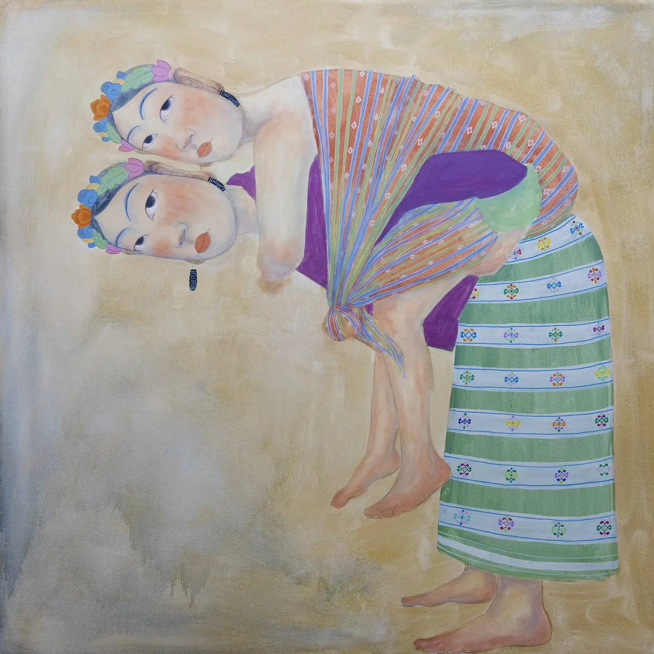 Pem Lham (b. 1997, Lhuentse, Bhutan; lives and works in Thimphu, Bhutan); She, untitled 2; Bhutan, 2026; Acrylic on canvas &ndash; 273&times;183cm.