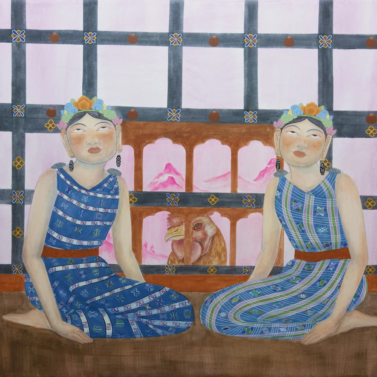 Pem Lham (b. 1997, Lhuentse, Bhutan; lives and works in Thimphu, Bhutan); She, untitled 3; Bhutan, 2026; Acrylic on canvas &ndash; 273&times;183cm.