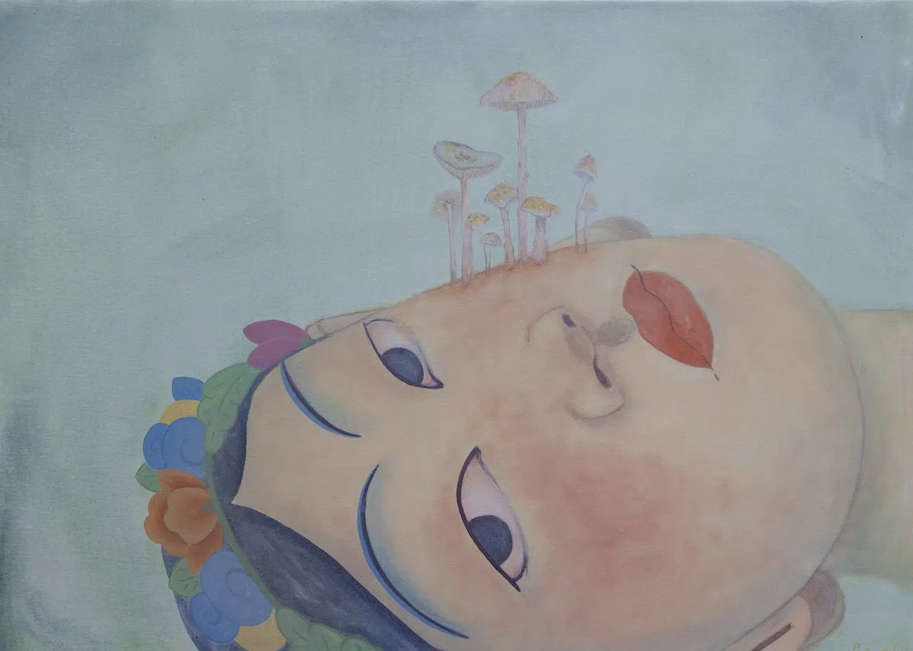 Pem Lham (b. 1997, Lhuentse, Bhutan; lives and works in Thimphu, Bhutan); She, untitled 5; Bhutan, 2026; Acrylic on canvas &ndash; 60.96&times;91.44cm.