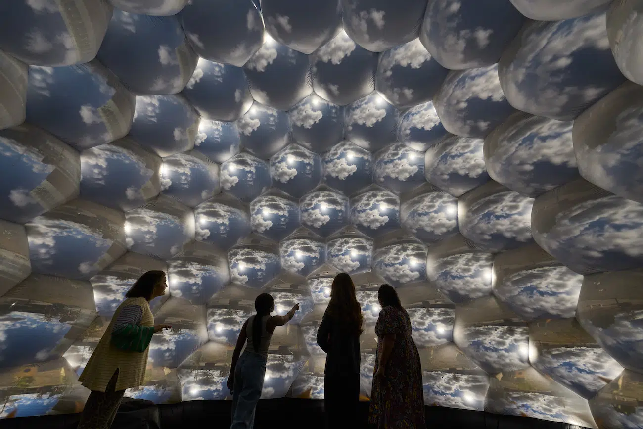 Installation of Pollenarium Sculpture by Luke Jerram