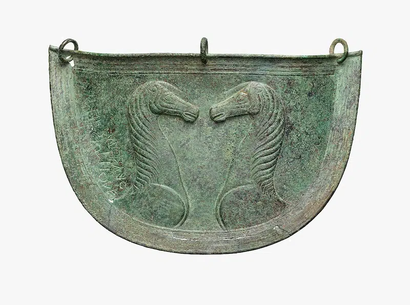 Bronze protective plate with horses, Greek, Cretan, late 7th century BCE.