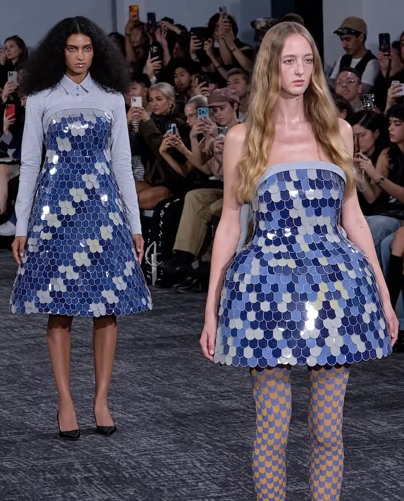 ANREALAGE Color Changing Dresses on runway. 