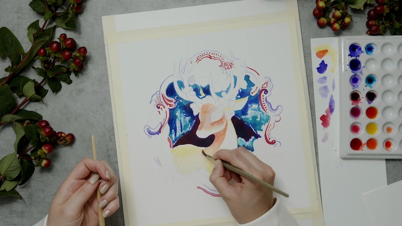 Animal Portrait in Colored Ink