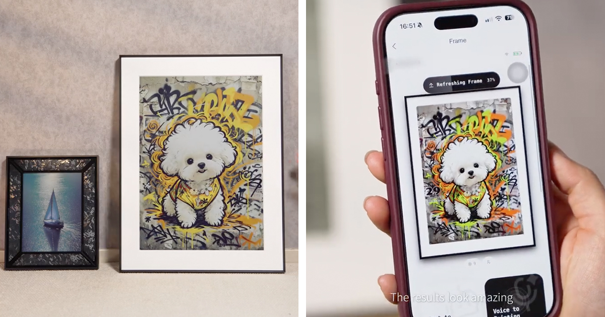 This Solar-Powered E-Ink Canvas Lets You Change Your Wall Art Anytime