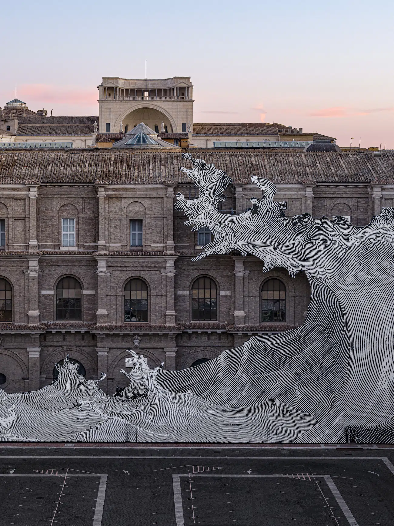 Wave installation by JR at Vatican Library