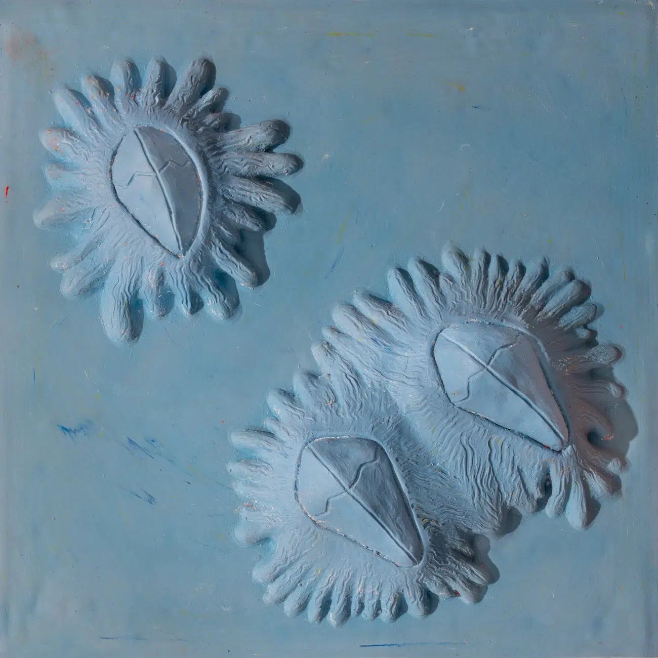 Parag Tandel, Sea of Relation - 3, 2026. Silicone rubber reinforced on marine plywood, cotton fabric, 11.9 x 11.9 inches x 2.4 inches