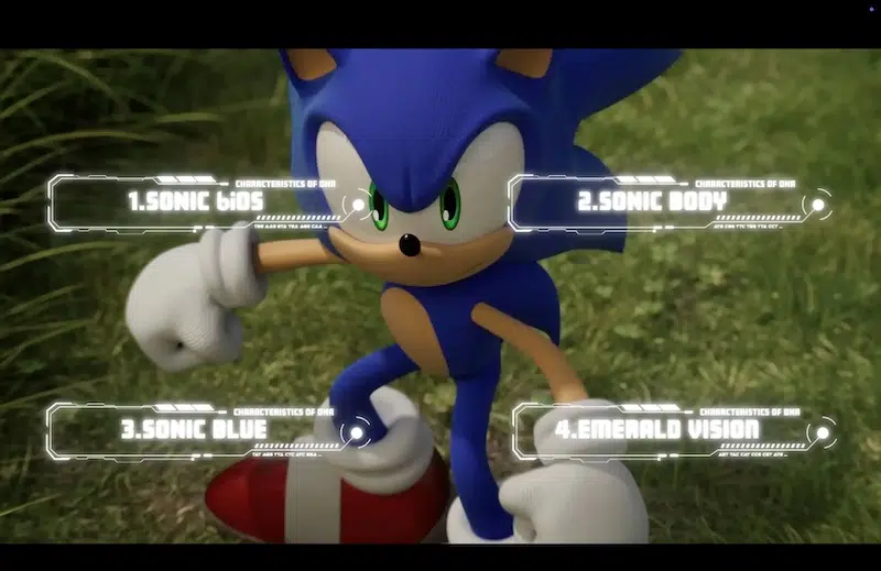 Sonic the Hedgehog figure with synthetic DNA.