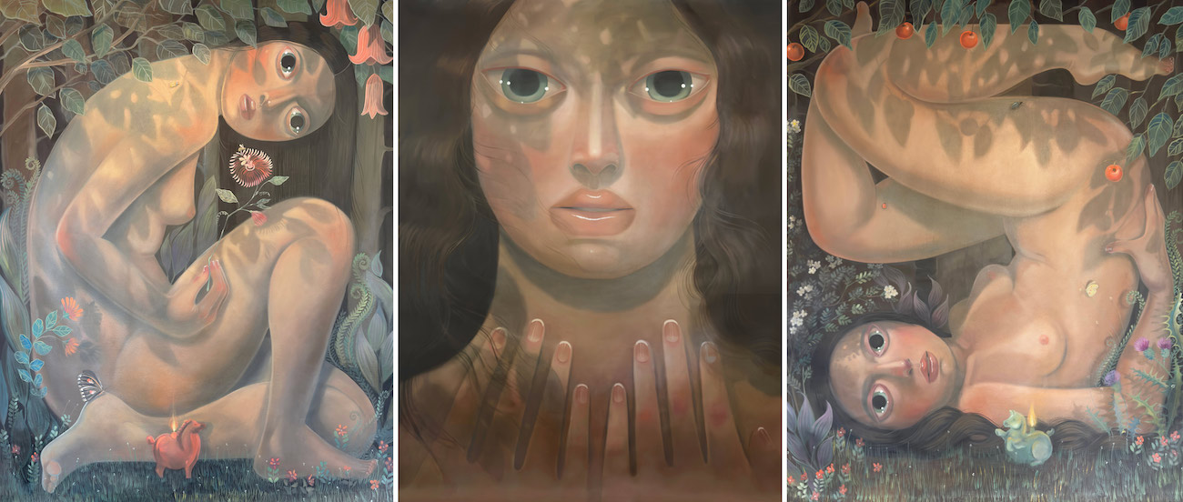 Triptych painting by Tania Marmolejo