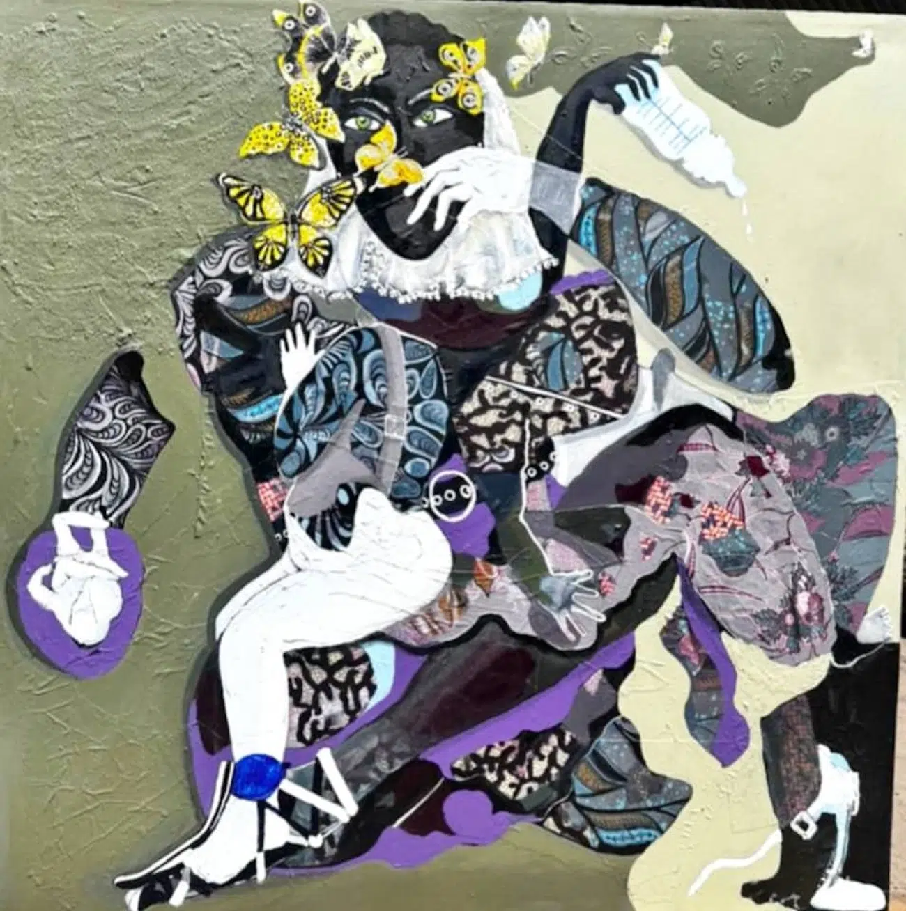 Beneath the Veuls of Silence, 2025, acrylic on canvas, Aza Mansongi