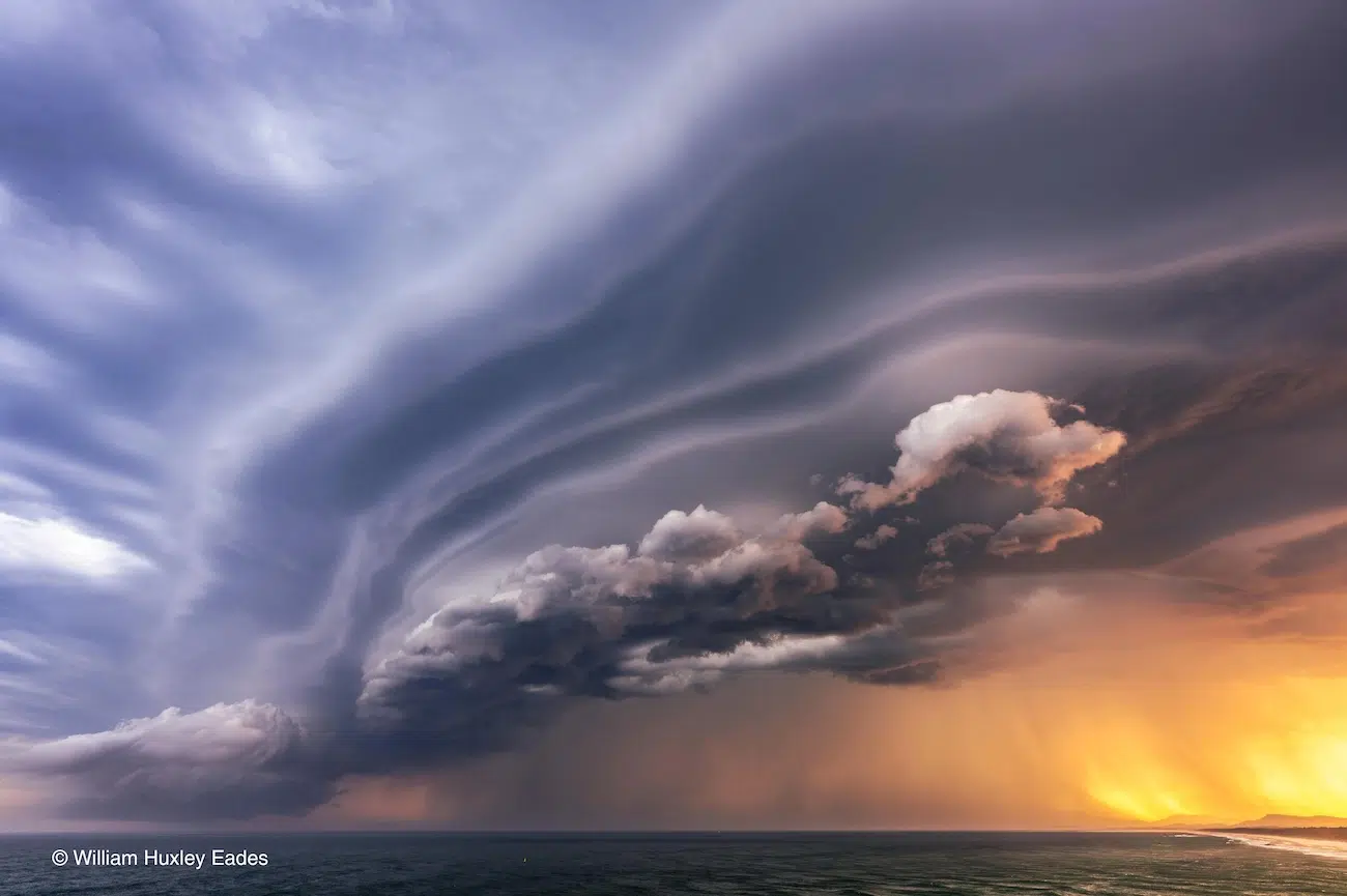 Dramatic photo of cloud formation over ocean. 
