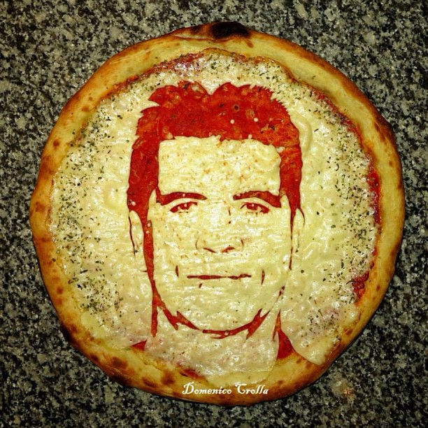 Simon Cowell pizza portrait