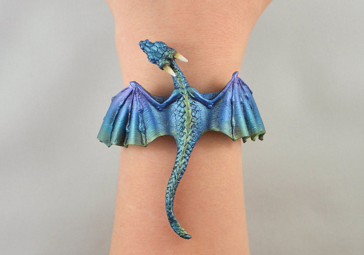 Art by Aelia sculptural dragon jewelry etsy dragons resin