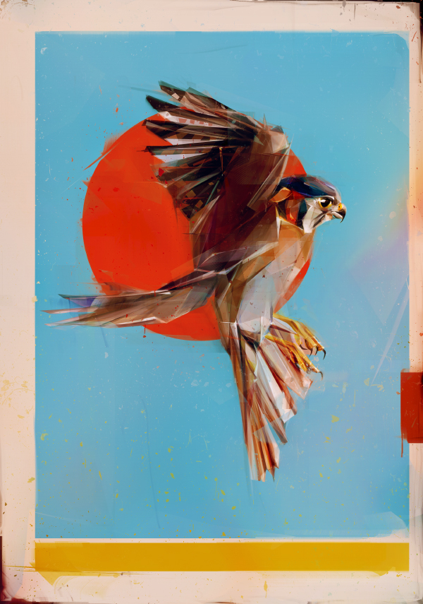 paintings of birds flying