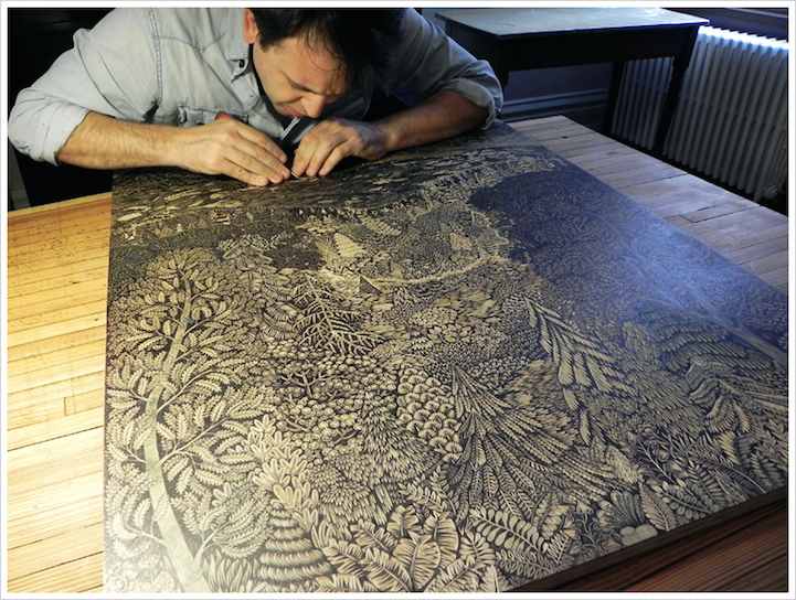 Artists Spent Two Years Carving Intricate Woodcut of Stunning Landscape