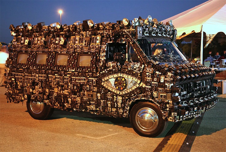 Van Covered with Cameras Documents Astonished Onlookers