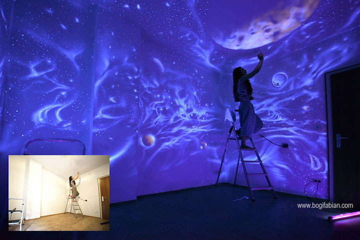 Gorgeous Glow In The Dark Murals Only Visible Under Uv Light