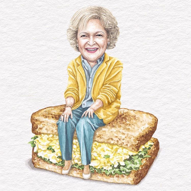 Betty White With A Classic Egg Salad Sandwich