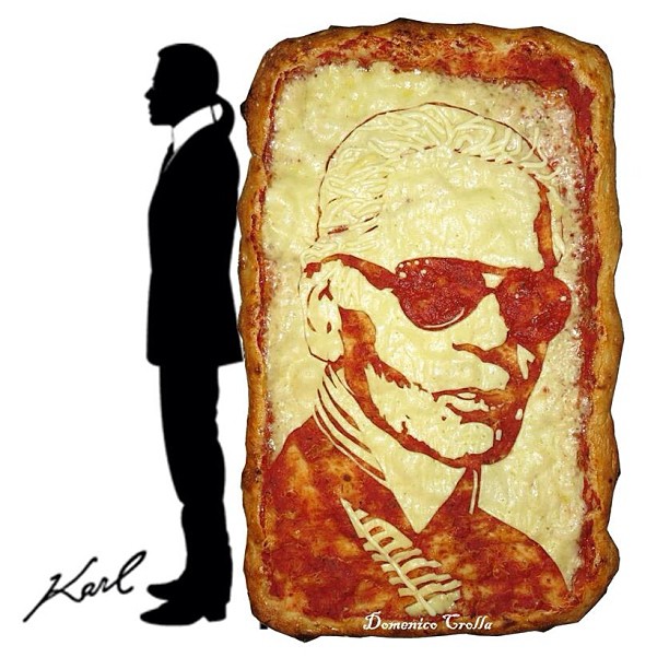 Karl Lagerfeld pizza portrait