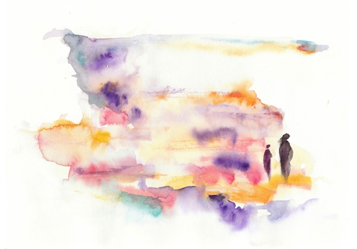 Colorful Backdrops Formed with Pastel Watercolors