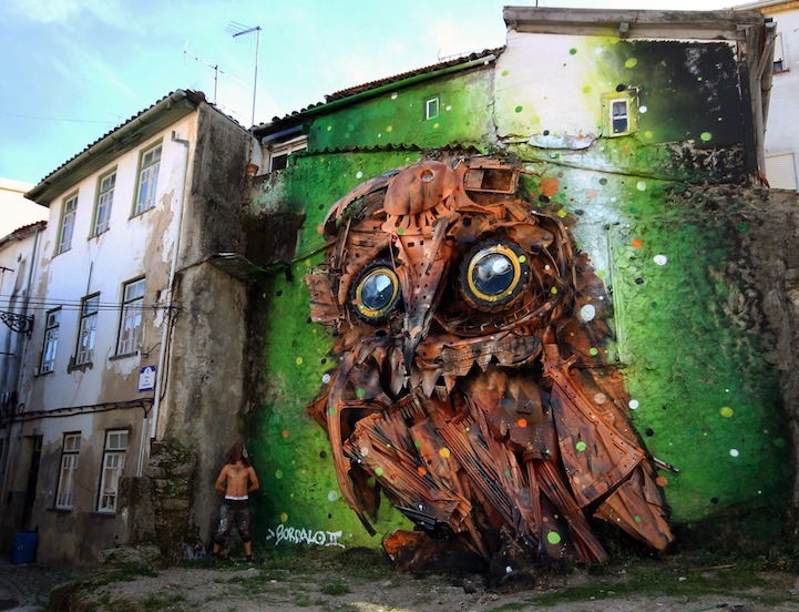 bordalo street art installation