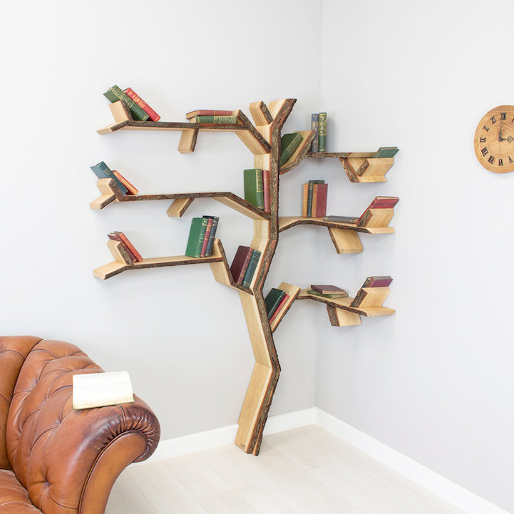 Modern Tree Shelves Playfully Designed To Hold Books On Their Branches