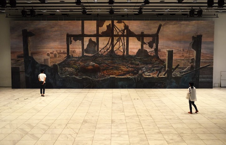 Japanese Artist Inspired By Tsunami Creates Large Scale Watercolor Paintings Of Desolation