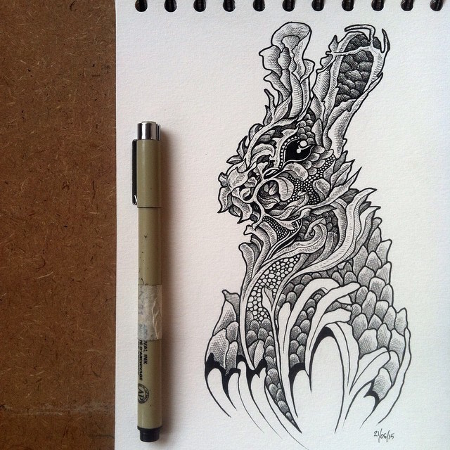 Intricate Pen Drawings Beautifully Combine Animals with Nature