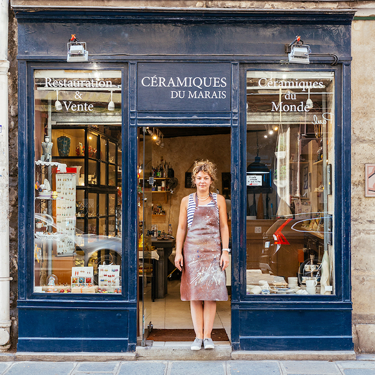 Proud Business Owner Of Parisian Ceramics Workshop