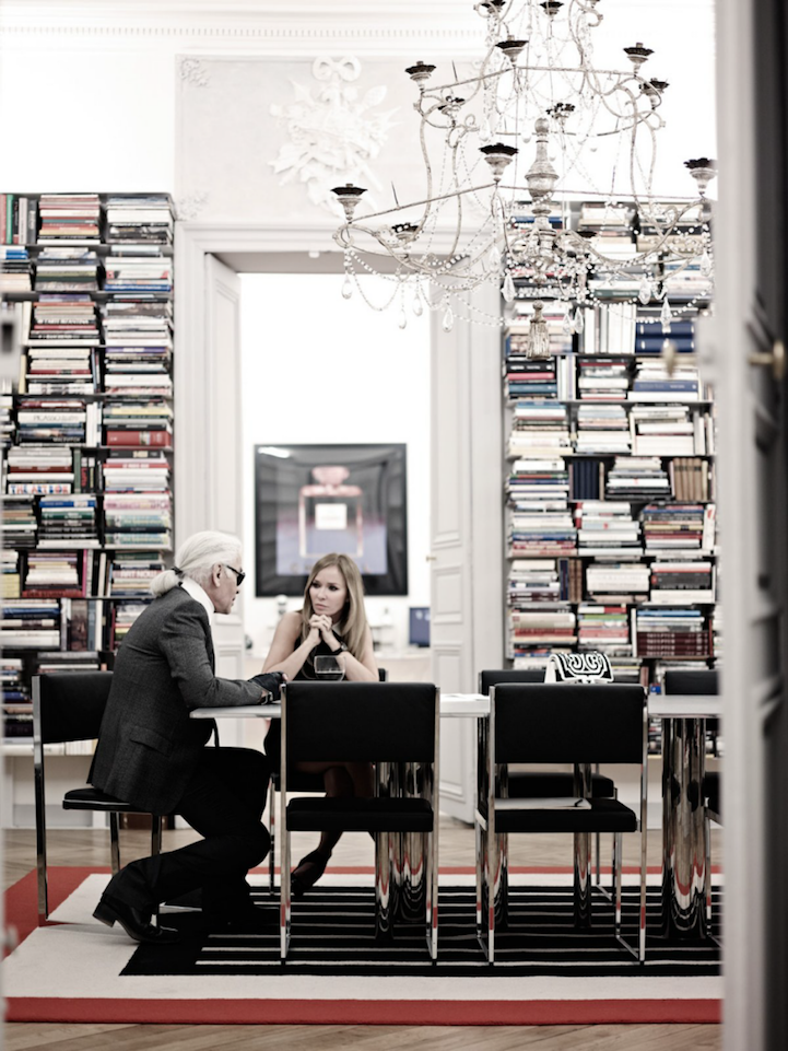 Karl Lagerfeld Has Arranged His Floor-to-Ceiling Library Sideways