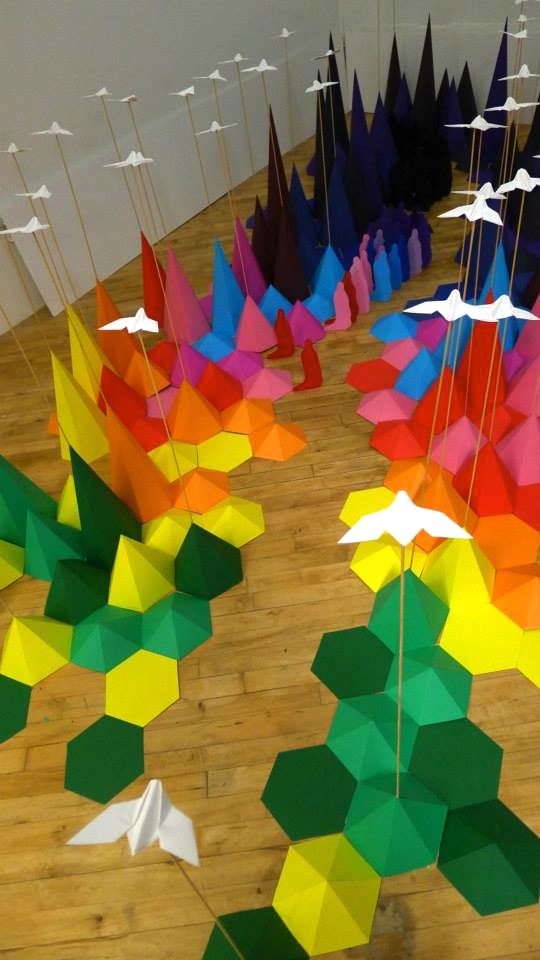 Beautiful New Origami and Wood Landscape Installation