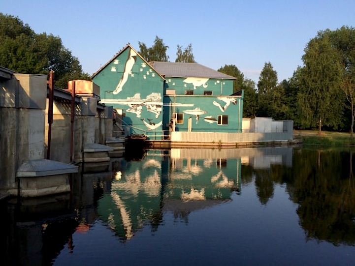 façade peinte et son reflet dans l'eau 
