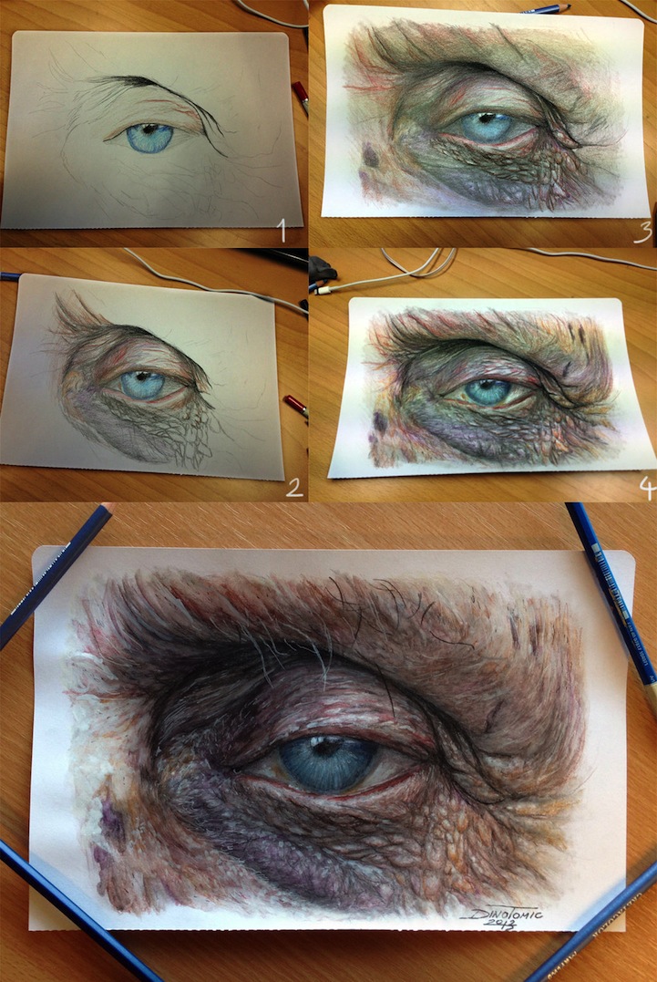 how to with pen draw face Pencil Hyperrealistic Eyes Color of Drawings