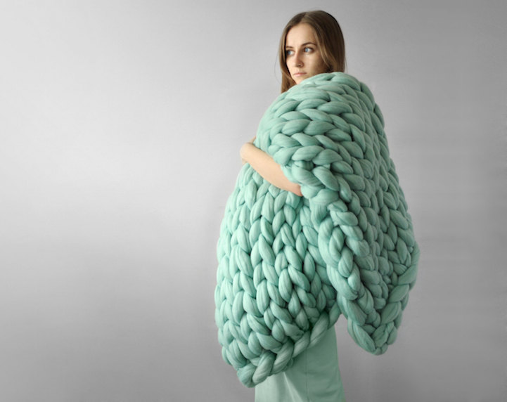 Super Chunky Hand Knit Blanket