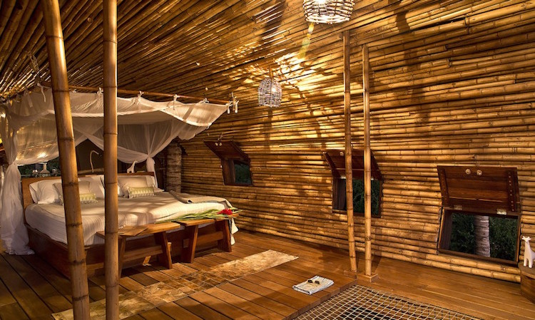 King Sized Bed In Sleeping Space Of Luxury Treehouse