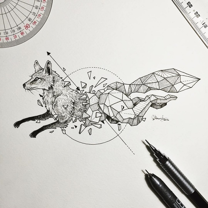 Wild Animal Illustrations Burst Out Of Geometric Encasings