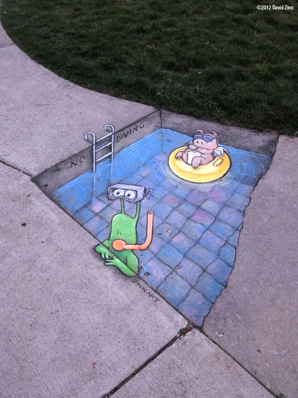 Sweet Sluggo Chalk Art By David Zinn