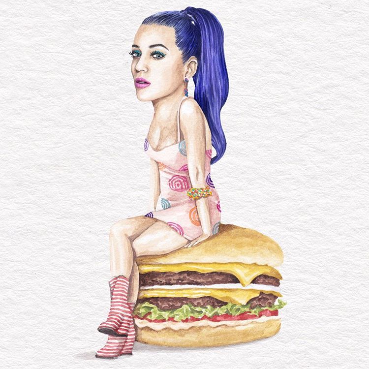 Katy Perry On A Melty Cheese Double Decker In-And-Out Burger
