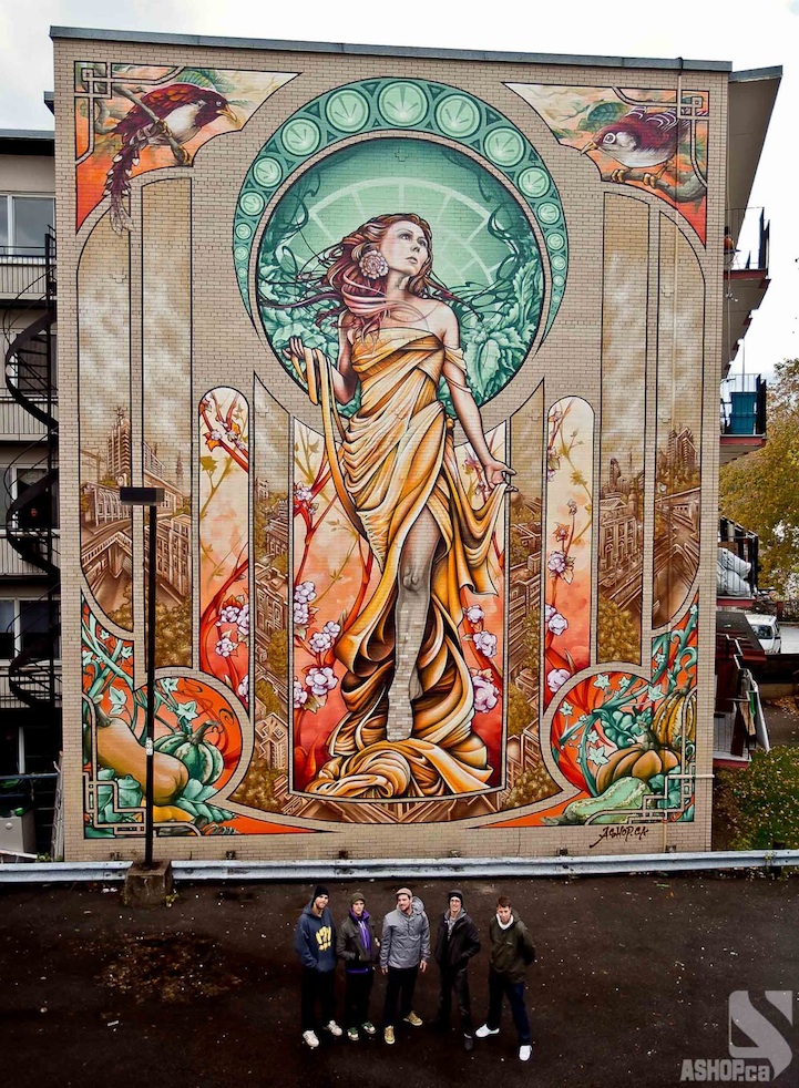 Massive Art Nouveau-Inspired Mural in Montreal
