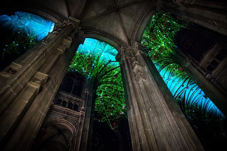 Art Projected At Church Ceiling Vaults