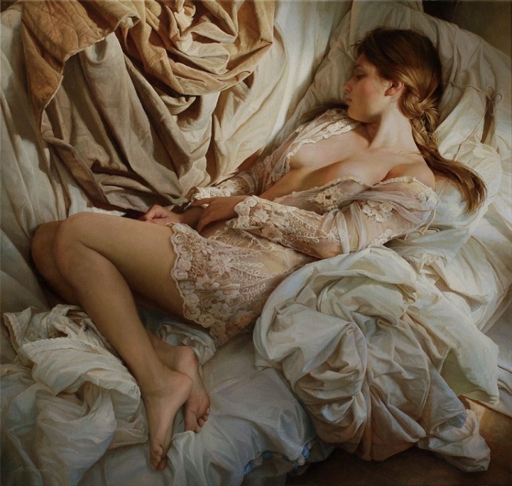 Hyperrealistic Oil Paintings Of Women In Sheets Celebrate The Beauty Of The Female Form