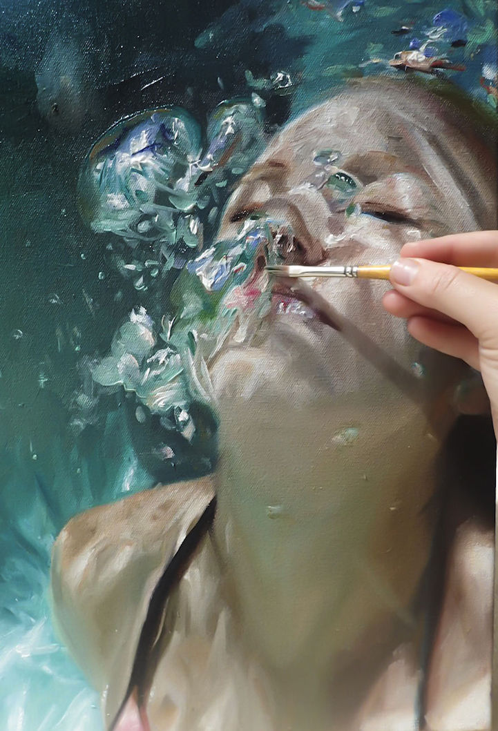 Hyperrealistic Underwater Paintings of Women in a Deep State of Tranquility