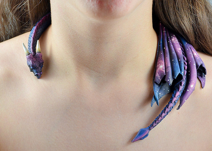 Art by Aelia sculptural dragon jewelry etsy dragons resin
