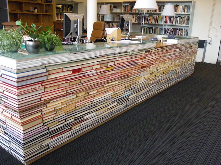 Library Desk Made From Recycled Books 4 Pics