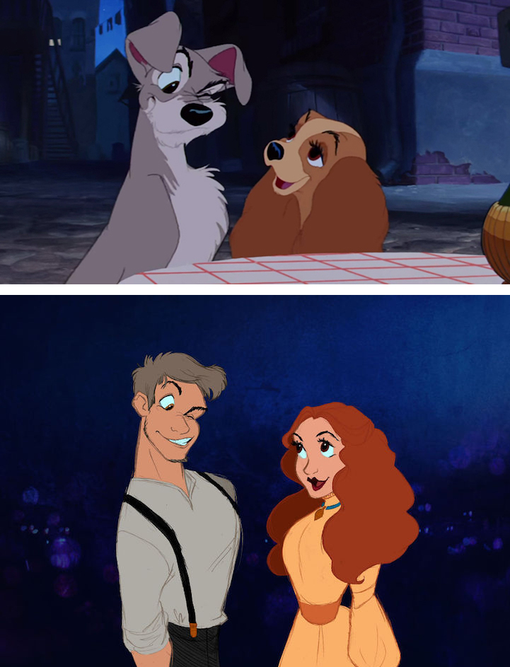 Charming Illustrations Reimagine Disney Animal Characters as Humans