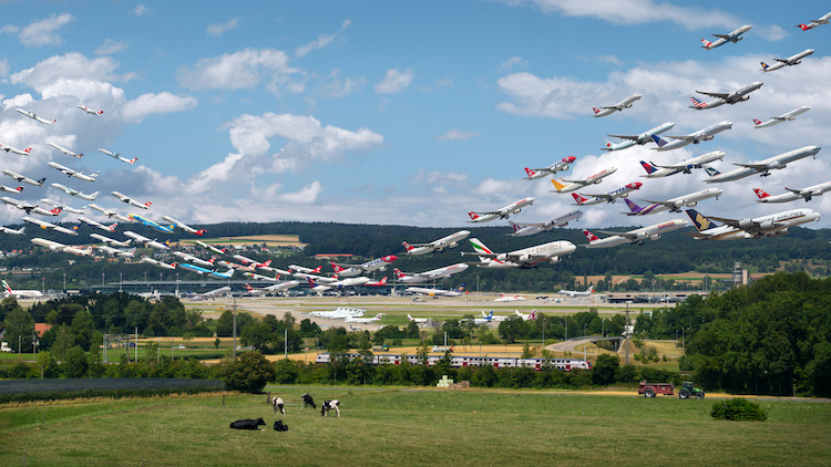 Airportraits Planes Departing At Zurich Airport