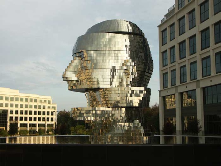 Metalmorphosis by David Cerny giant head sculpture steel sculpture kafka