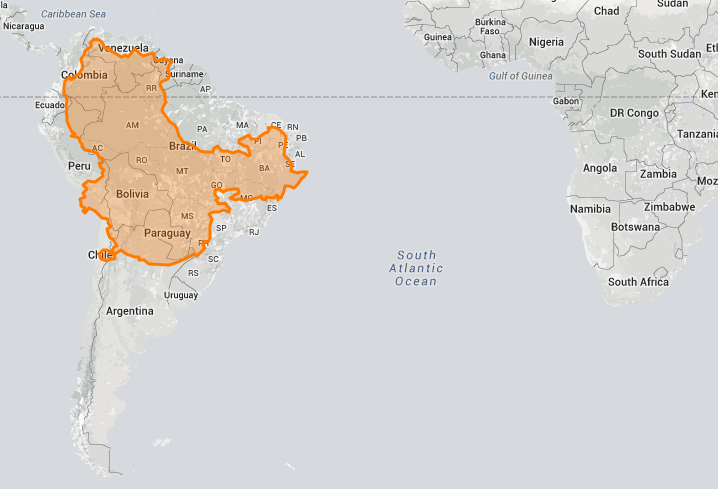 Comparación del tamaño de China con Sudamérica