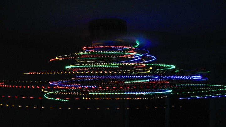 Dazzling Christmas Lights On A Spinning Ceiling Fan