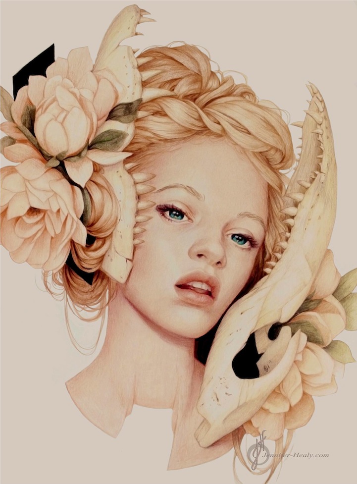 Alluring Female Colored Pencil Portraits by Jennifer Healy