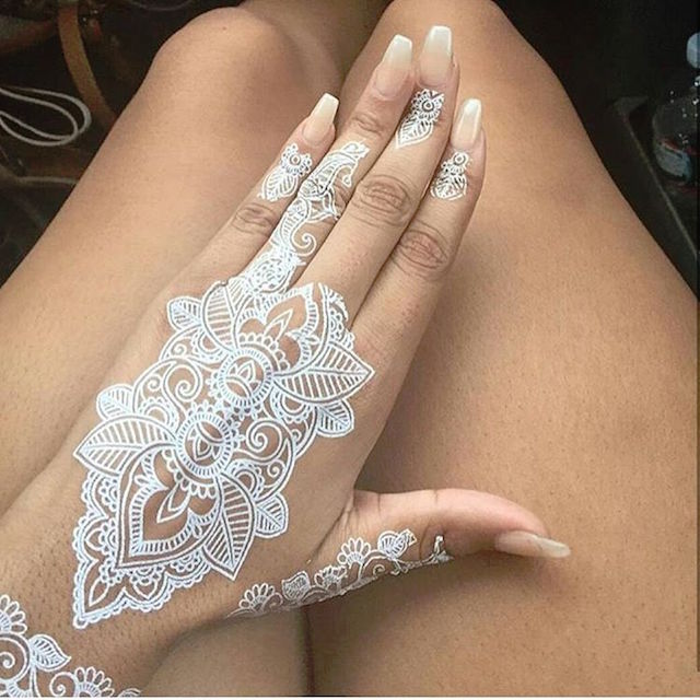 Stunning White Henna Like Tattoos Look Like Lace Draped 
